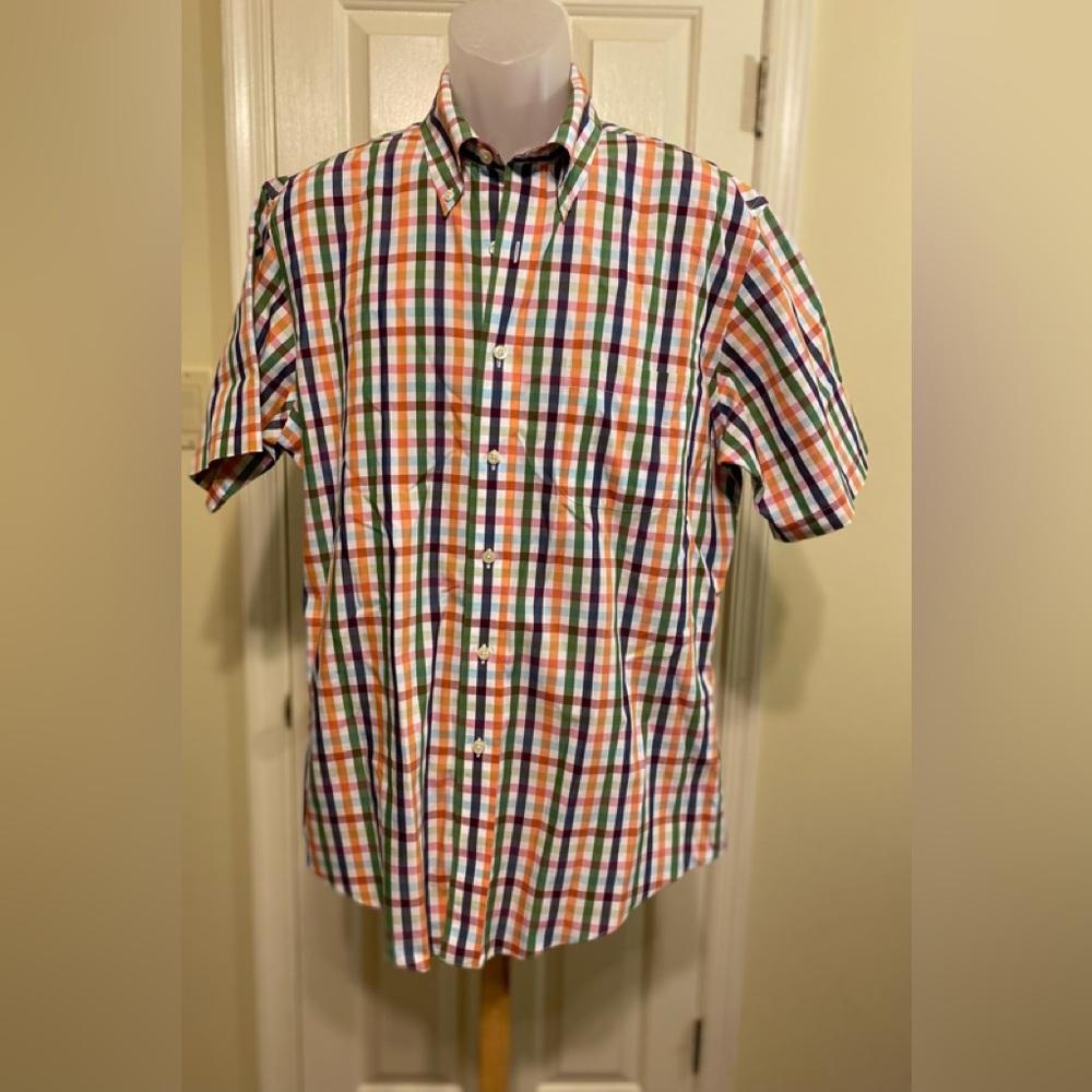NWOT Brooks Brothers - Multicolor Checkered Non-iron Slim Fit Shirt, Size: L